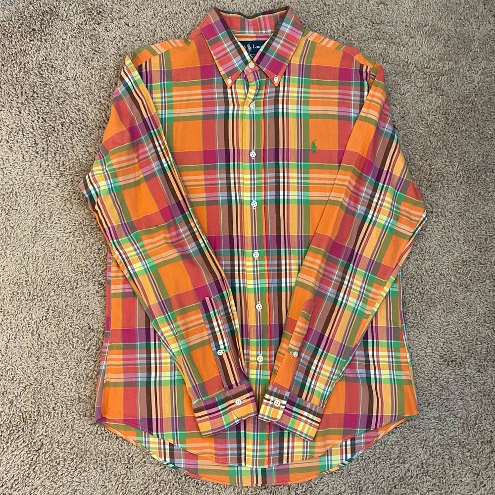 Ralph Lauren Custom Fit Button Down | Size M | Orange / Multicolor - Picture 1 of 6